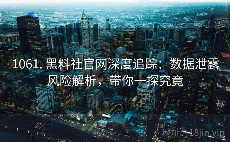 1061. 黑料社官网深度追踪:数据泄露风险解析,带你一探究竟