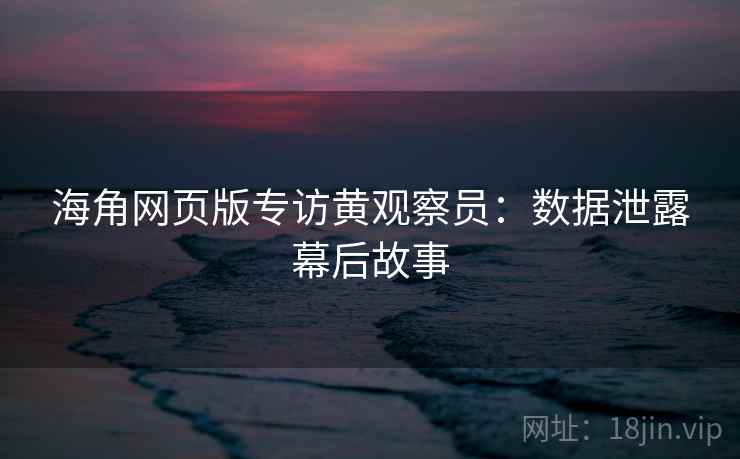 海角网页版专访黄观察员：数据泄露幕后故事